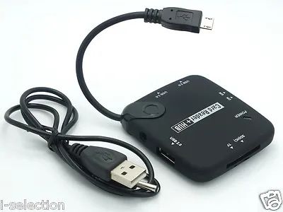 MICRO USB HOST OTG 3 Port HUB & CARD READER Power Cable Samsung Galaxy S3 S4 S2 • $24.99