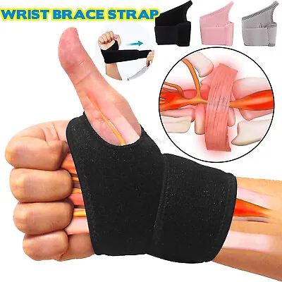 Wrist Hand Brace For Carpal Tunnel Support Arthritis Sprain Stabilizer Straps • £6.79