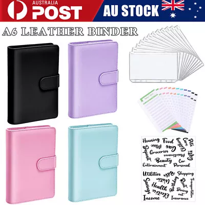 A6 Leather Notebook Binder Budget Planner Organizer PU Cover Cash Pockets Sheets • $12.32