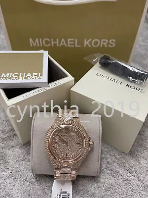 Michael Kors MK5862 Camille Rose Gold Crystal Pave Glitz Fashion Women's Watch • $125