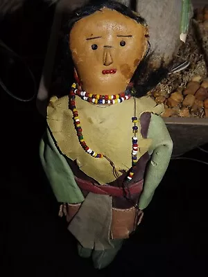 $65 • Buy Antique Handmade American Indian Doll Leather Beaded