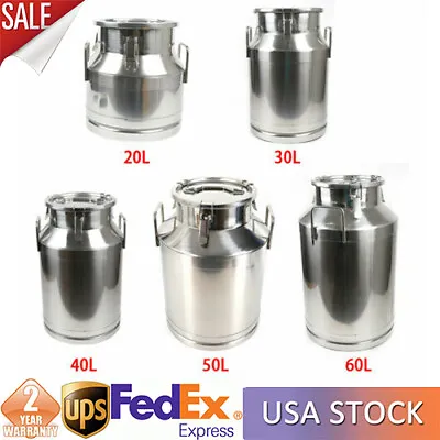 Stainless Steel Milk Pail Milk Can Bucket Storage Pail Material Transfer 20-60L • $85