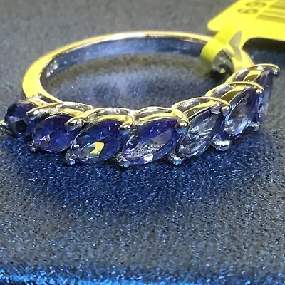 Tanzanite 7 Stone Band (Sz7) TGW 1.80cts Platinum Over .925 Sterling Silver • £88.55