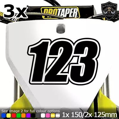 3x Custom Motocross MX Race Numbers Vinyl Stickers Dirt Bike Trials Decals Race • £4.99