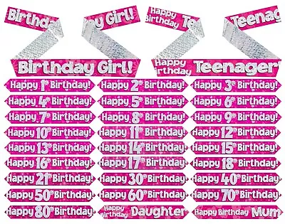 £2.48 • Buy Birthday Party Foil Banner 9ft Girl Decorations Celebration Holographic Balloons