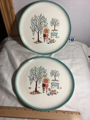 $22.96 • Buy Brock Of California Forever Spring-Couple In The Park VTG Set Of 2~9” Plates 