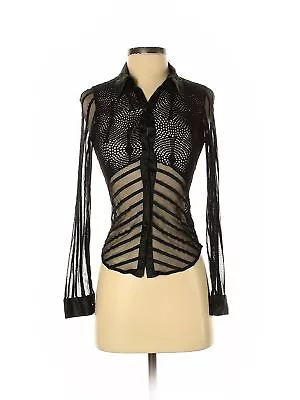 Vivienne Tam Women Black Long Sleeve Button-Down Shirt S • $41.99