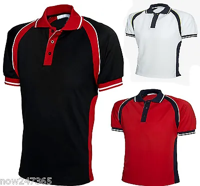 Men's Premium Raglan Polo Shirt Size XS To 3XL Polyester  Sports Gym T-Shirt NEW • £11.95