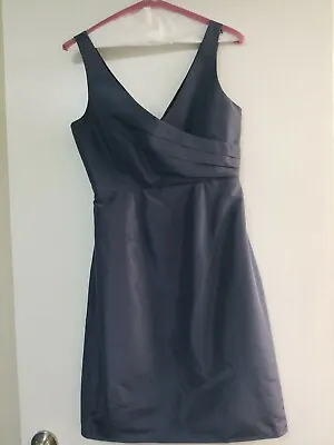 J Crew Elyse Dress Sz 4 Silk Taffeta Crisscrossed Bodice Gray • $24
