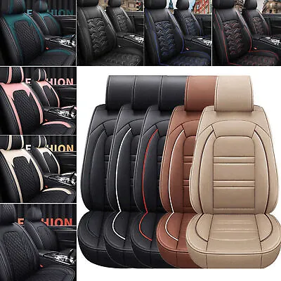 Universal 2/5 Seats Car Seats Cover Mat Pad PU Leather Front Rear Back Cushion • $75.99