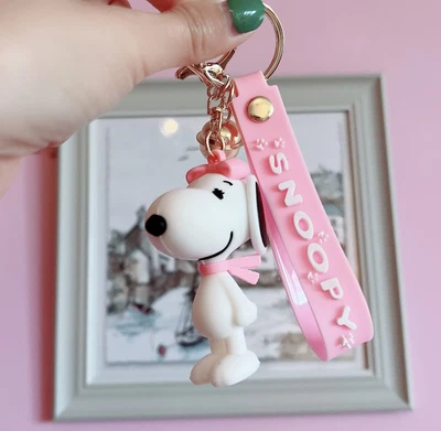 £5.49 • Buy Snoopy (Pink) Peanuts Charlie Brown Keychain Keyring Pendant Bag Pom