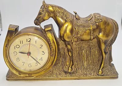 Vintage 1960s Mastercrafters #902 Electric Horse Mantel Clock Gold Plastic Case • $74.99