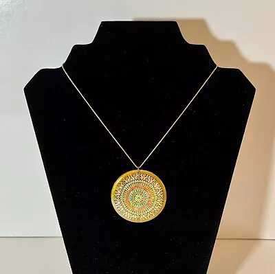 ZAD Medallion Pendant Necklace Boho Style 2  Mandala Adjustable 16-18  Chain • $11.95