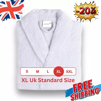 Unisex 100% Cotton Dressing Gown Bathrobe Nightwear Gown Robe For Hotel & Spa Uk • £17.89