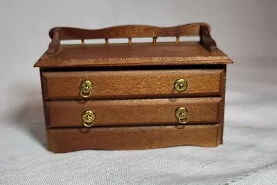 Dollhouse Miniature Vintage Walnut Storage Chest 1:12 Scale • $12