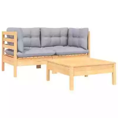 3-Piece Outdoor Sofa Set Garden Patio Lounge Chairs Cushions Setting Wood Grey • $216.04