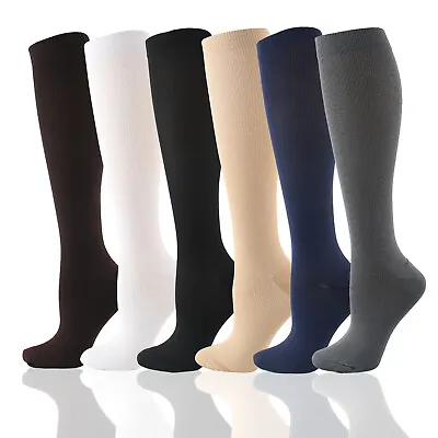 1/2Pairs Flight Compression Socks Women Men Running Calf Ankle Support Stockings • £4.58