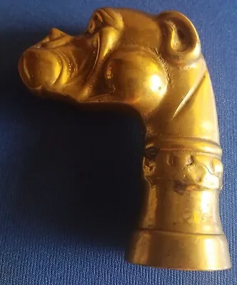 Antique Vintage Salvaged Brass Dog Head Topper Finial Pediment From Old House • $38