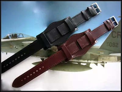 Bund Open End Leather Watchband Military Strap IW SUISSE 10 12 14 16 18 19 20 22 • $24.74