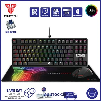 $99 • Buy Fantech PC Desktop Gaming Mechanical Optical Keyboard+Mouse+Extended Mouse Pad