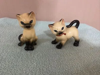 2 VTG Mid Century Modern Japanese Kitty Cat Salt And Pepper Shakers 3.5 Inches • $29.95