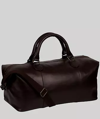 Pure Luxuries Made By Stitch Dark Brown Large Genuine Leather Holdall Bag • £25