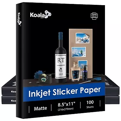 300 Sheets Koala Sticker Paper 8.5x11 Matt White Full Sheet Label Inkjet / Laser • $33.98