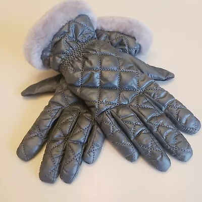 UGG Genuine Leather Palm Quilted All Weather Gloves Gray Touch Screen L/XL • $18