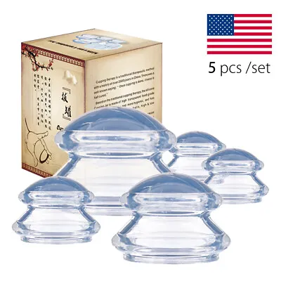 Pain Relief Cupping Therapy Set Silicone Neck Face Body Massage Vacuum 2-5 Cups • $16.14