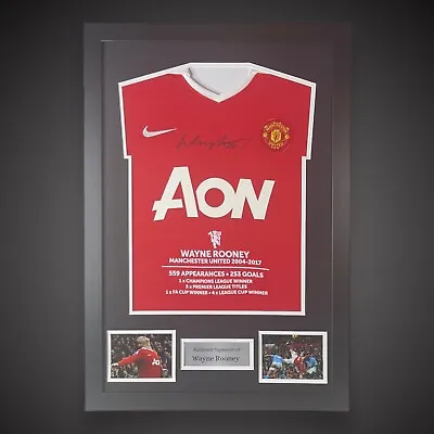 Framed Wayne Rooney Manchester United Stats Hand Signed Shirt £225 With COA • $284.16