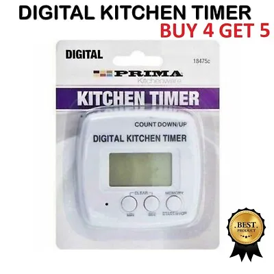 Prima Digital Kitchen Timer Count Up Down Magnetic Back Baking Cooking Countdown • £3.99