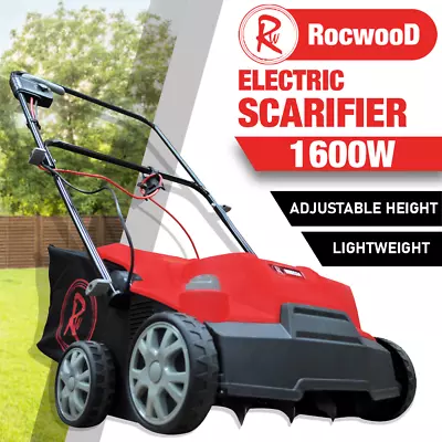 Electric Scarifier Lawn Raker Aerator 34cm RocwooD 1600W Motor Garden 2 In 1 • £99.99