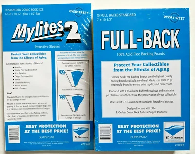 $59.95 • Buy 50 E. Gerber Standard Comic Mylites 2 725M2 & 35 PT Full-Backs 700FB Set Of 50