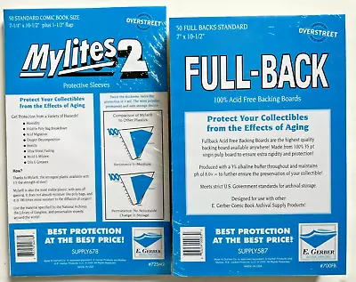 50 E. Gerber Standard Comic Mylites 2 725M2 & 35 PT Full-Backs 700FB Set Of 50 • $41.75