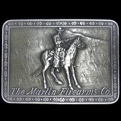 Rare Sterling Silver Marlin Firearm Cowboy Horse Western 83 NOS Vtg Belt Buckle • $4500