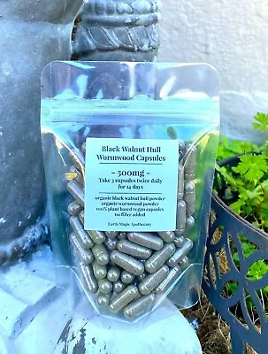 Black Walnut Hull & Wormwood Capsules 100-200 Organic Herbal Supplements 500mg • $19.95