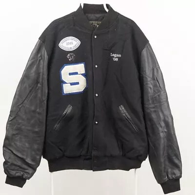 Vintage Letterman Varsity Jacket Baseball College Springbord Football Leather • £40