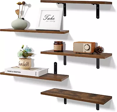 Floating Shelves For Wall Decor Storage Dark Brown Wall Mounted Shelves Set Of 5 • $31.69