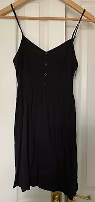 H&M Divided Black Button Up Mini Summer A-Line Dress Size Small 8-10 • $2.18