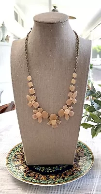 J Crew Peach Crystal & Pink Enamel Necklace 18” Lobster Closure Designer A+cond • $10.20