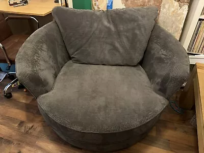 Round Sofa Chair Snuggle Love Seat. Grey. Rotating Base Very Good Condition. • £20