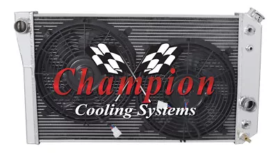 WR Champion 2 Row Radiator2 12  Fans - 1984 - 1990 Corvette Small Block V8 Eng • $308.22