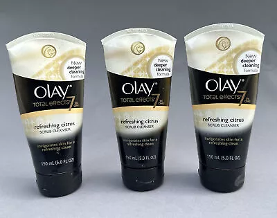 3 OLAY Total Effects Refreshing Citrus Scrub Face Cleanser 5.0oz New Old Stock • $14.39