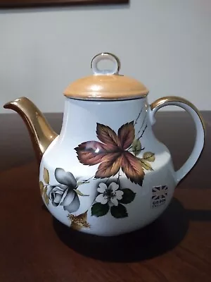 Antique Gibson Staffordshire  MAYFAIR  Porcelain Teapot England White/ Gold 7 H • $29.99