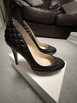 £95 • Buy LK Bennett Sledge Black Quilted Nappa Heels Platform Court Shoes Size EU 41 UK 8