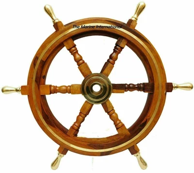 £46.80 • Buy Brass Ship Steering Wheel 24 Inch Pirate Wooden Décor Fishing Boat Decorative