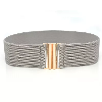 Womens Elasticated Belt Wide 50's Stretchy Retro Vintage Waist Cinch Gold Buckle • $12.99