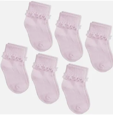 Baby Girl Lace Turn Over Top Socks 3 Pairs A Pack  • £3.40