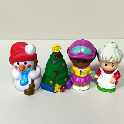 4pcs Fisher Price Little People Christmas Lot Mrs Santa Claus Snowman Xmas Tree  • $11.99