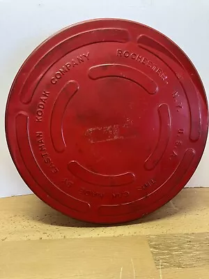 Vintage Kodak Red METAL FILM REEL CANISTER ~ 10-3/8” Round 1-1/2”  Wide • $15.99